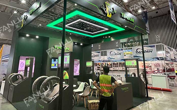 柬埔寨汽配展騰森輪胎45平展臺(tái)搭建