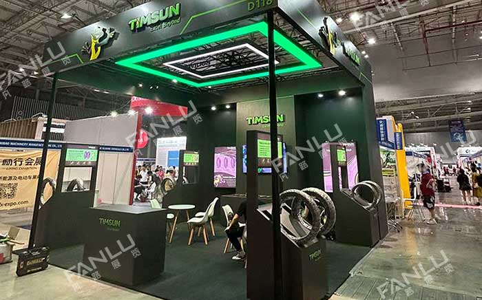 柬埔寨汽配展騰森輪胎45平展臺(tái)搭建