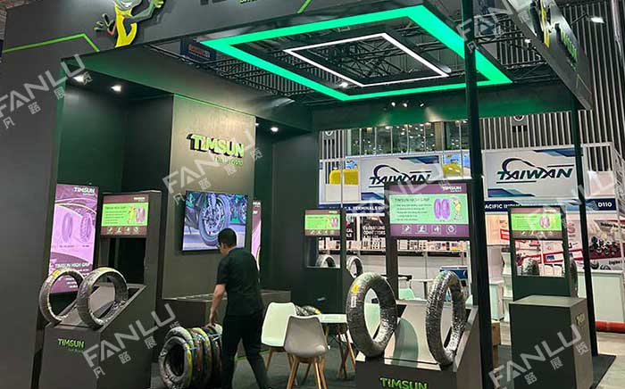 柬埔寨汽配展騰森輪胎45平展臺(tái)搭建